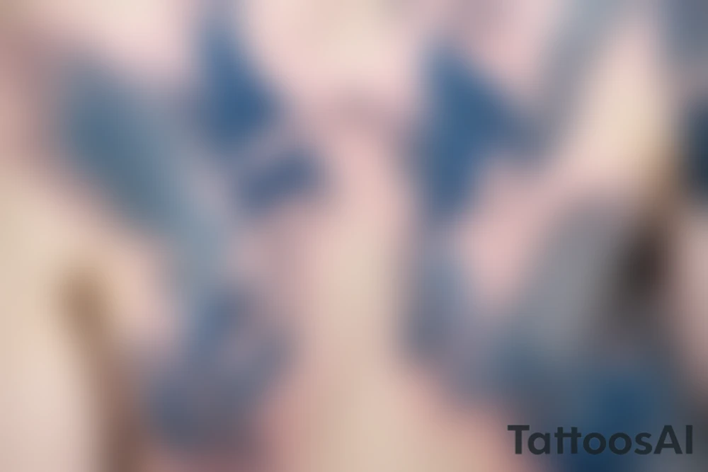 An angel with blue wings tattoo idea