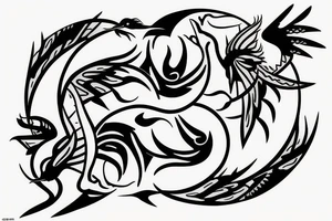 yin yang tattoo of a hummingbird and a dragon tattoo idea