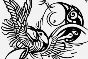 yin yang tattoo of a hummingbird tattoo idea