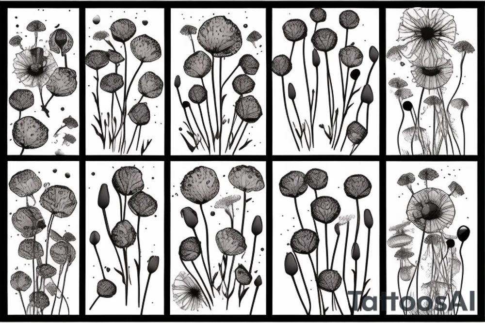poppy, dandelion puffball tattoo idea