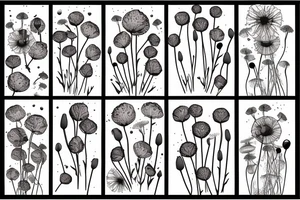 poppy, dandelion puffball tattoo idea