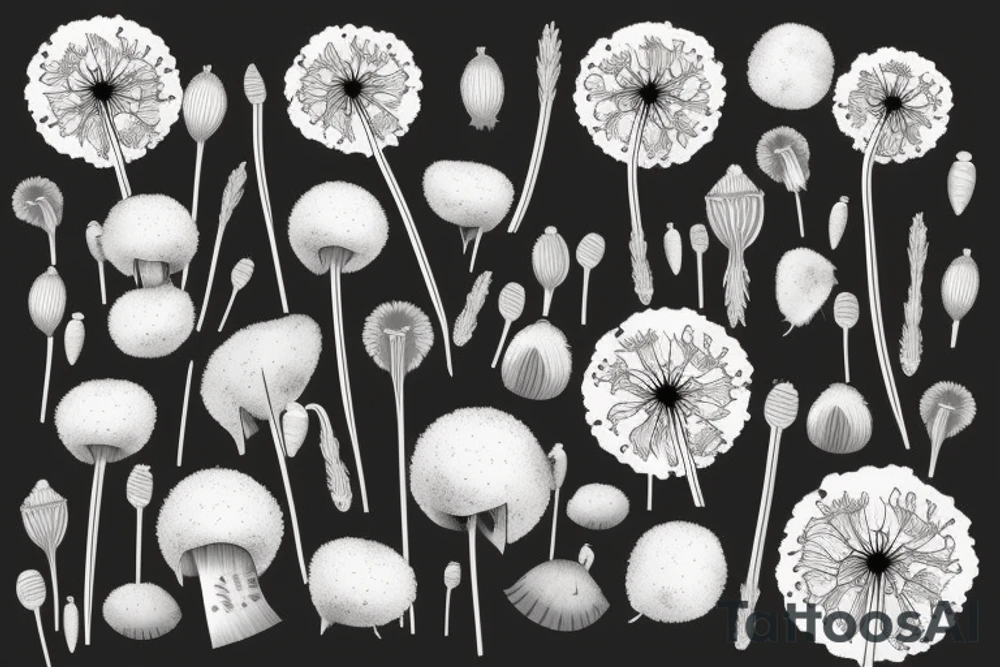 poppy, dandelion puffball tattoo idea