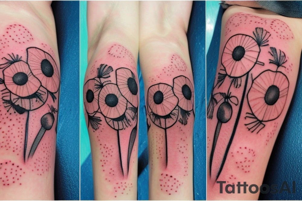 poppy, dandelion puffball tattoo idea