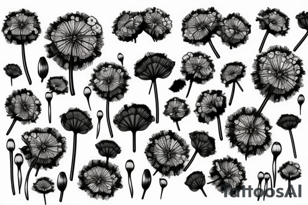 poppy, dandelion puffball tattoo idea
