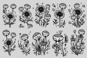 poppy, dandelion puffball tattoo idea