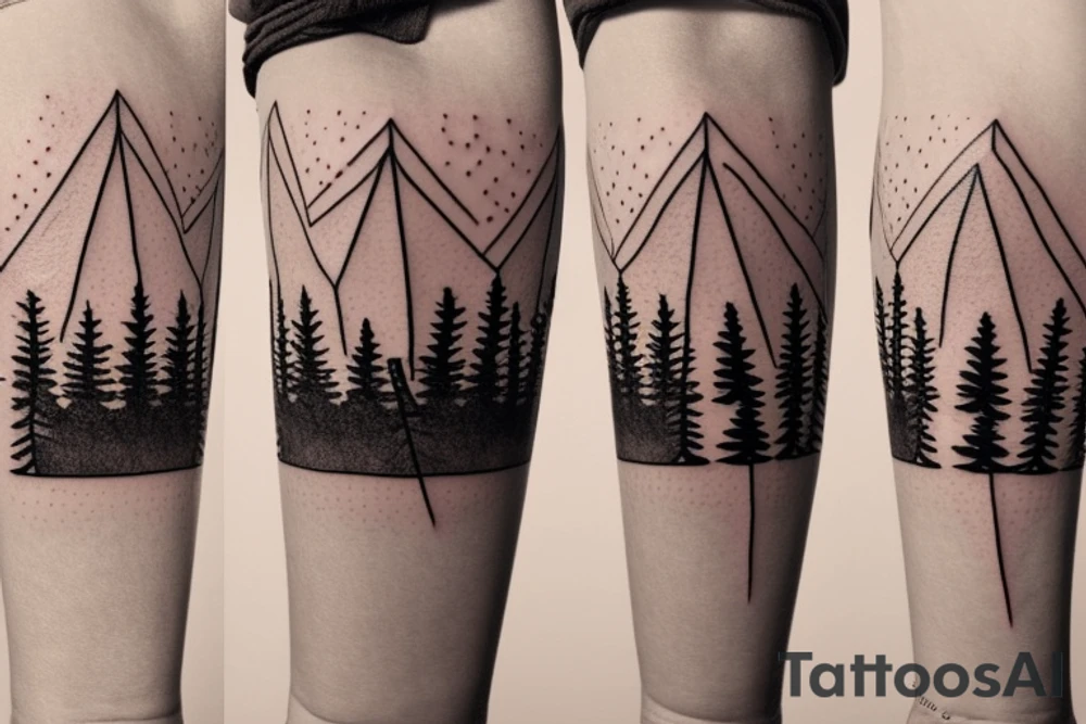 Mountain with 3 trees and an arrow tattoo idea