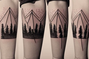 Mountain with 3 trees and an arrow tattoo idea
