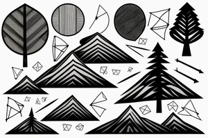 Mountain with 3 trees and an arrow tattoo idea