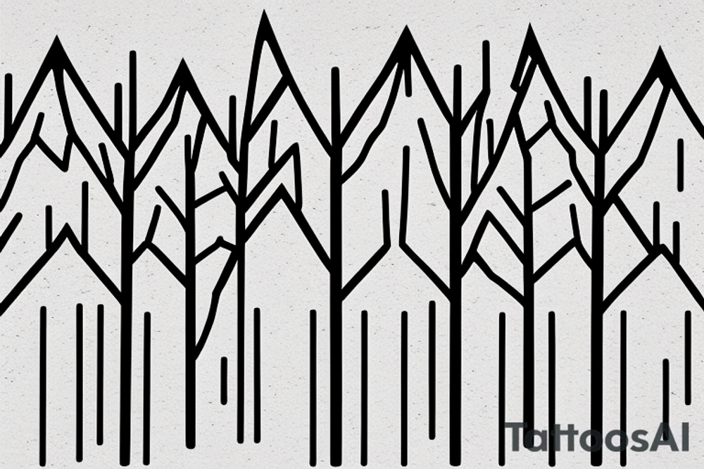 Mountain with 3 trees and an arrow tattoo idea