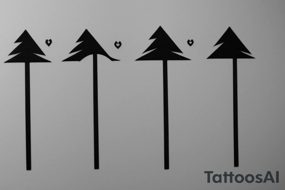 Mountain with 3 trees and an arrow tattoo idea