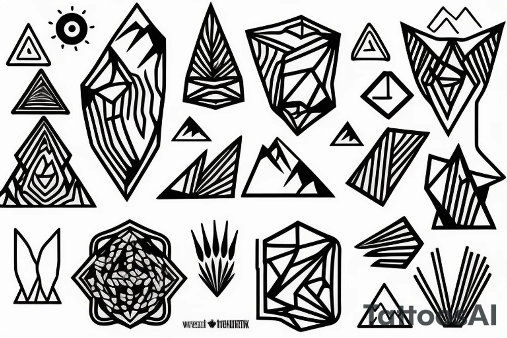 Mountain nature elements tattoo idea
