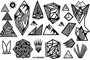 Mountain nature elements tattoo idea
