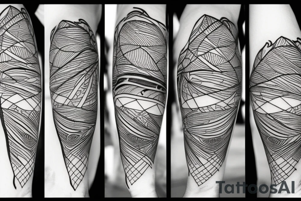 Mountain nature elements tattoo idea