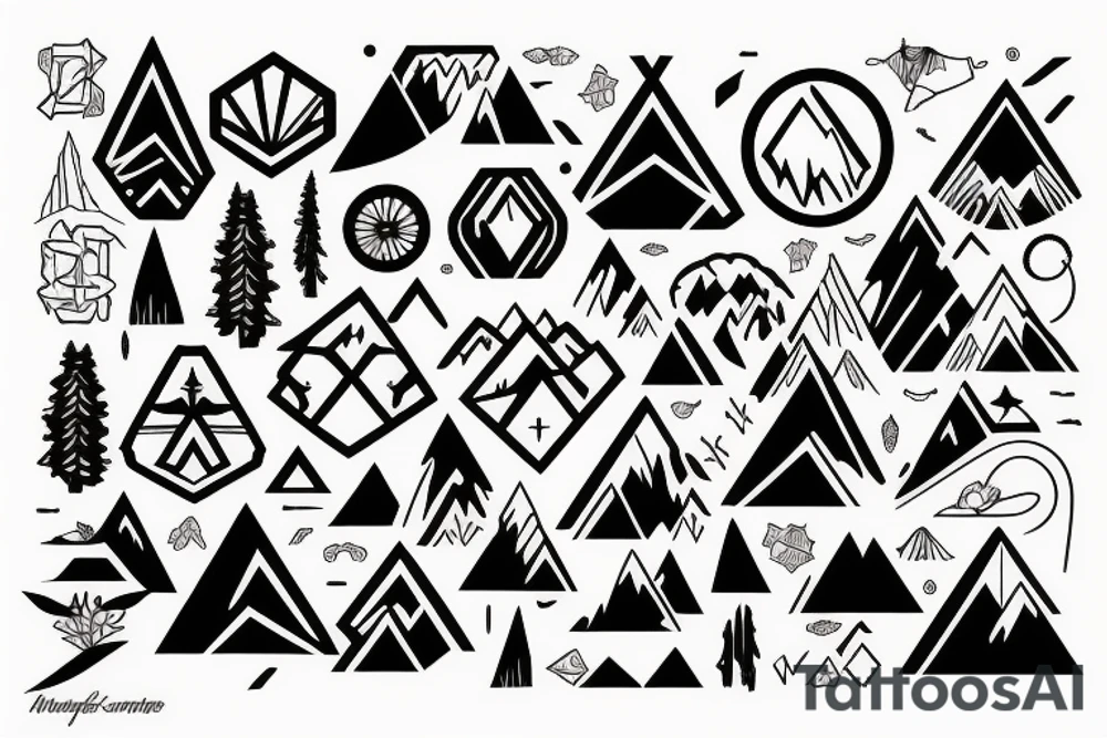 Mountain nature elements tattoo idea