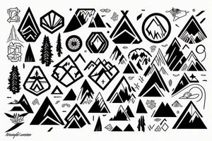 Mountain nature elements tattoo idea