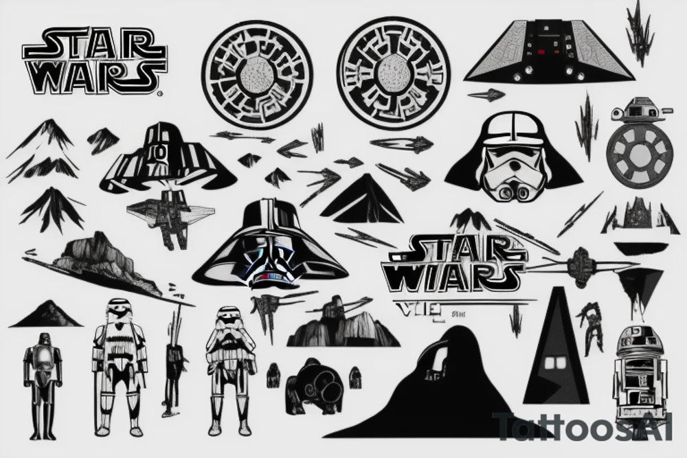 Mountain nature elements Star wars tattoo idea