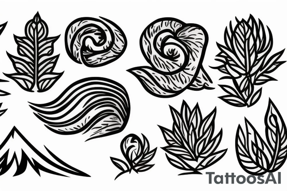 Mountain nature elements tattoo idea