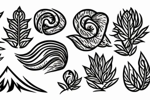 Mountain nature elements tattoo idea