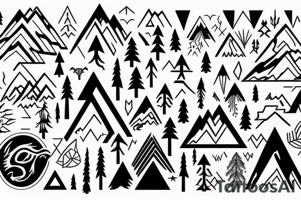 Mountain nature elements sisu tattoo idea