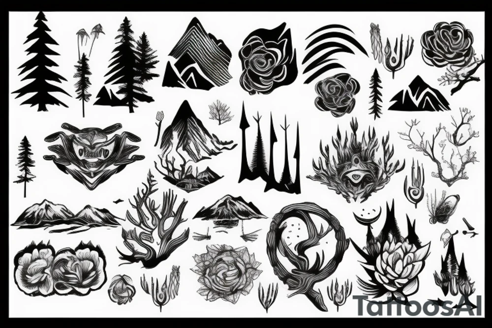 Mountain nature elements sisu tattoo idea