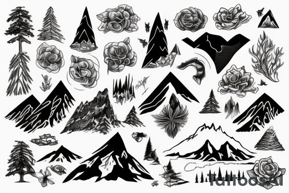 Mountain nature elements sisu tattoo idea