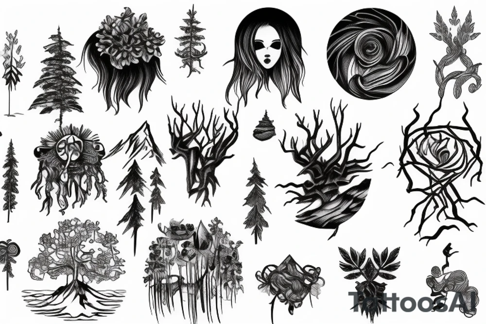 Mountain nature elements sisu Bowen knot tattoo idea