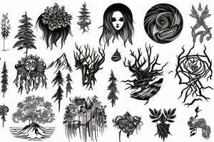 Mountain nature elements sisu Bowen knot tattoo idea