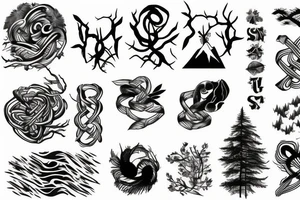 Mountain nature elements sisu Bowen knot tattoo idea