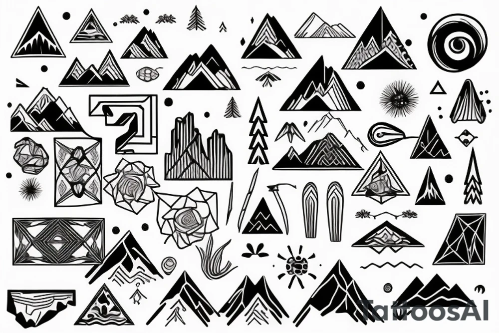 Mountain nature elements sisu Bowen knot tattoo idea