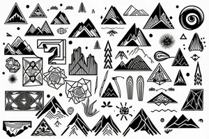 Mountain nature elements sisu Bowen knot tattoo idea