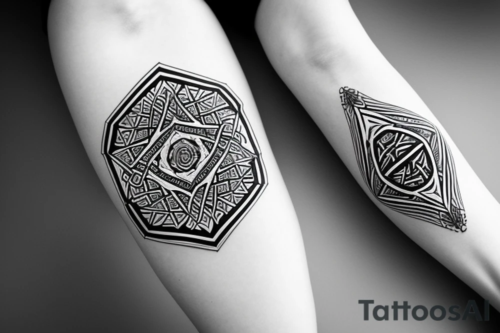 Bowen knot in octagon with mountain tattoo idea