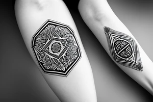 Bowen knot in octagon with mountain tattoo idea