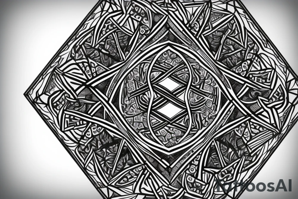 Bowen knot in octagon with mountain tattoo idea