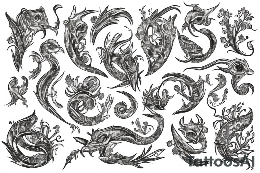 dacian draco floral tattoo idea