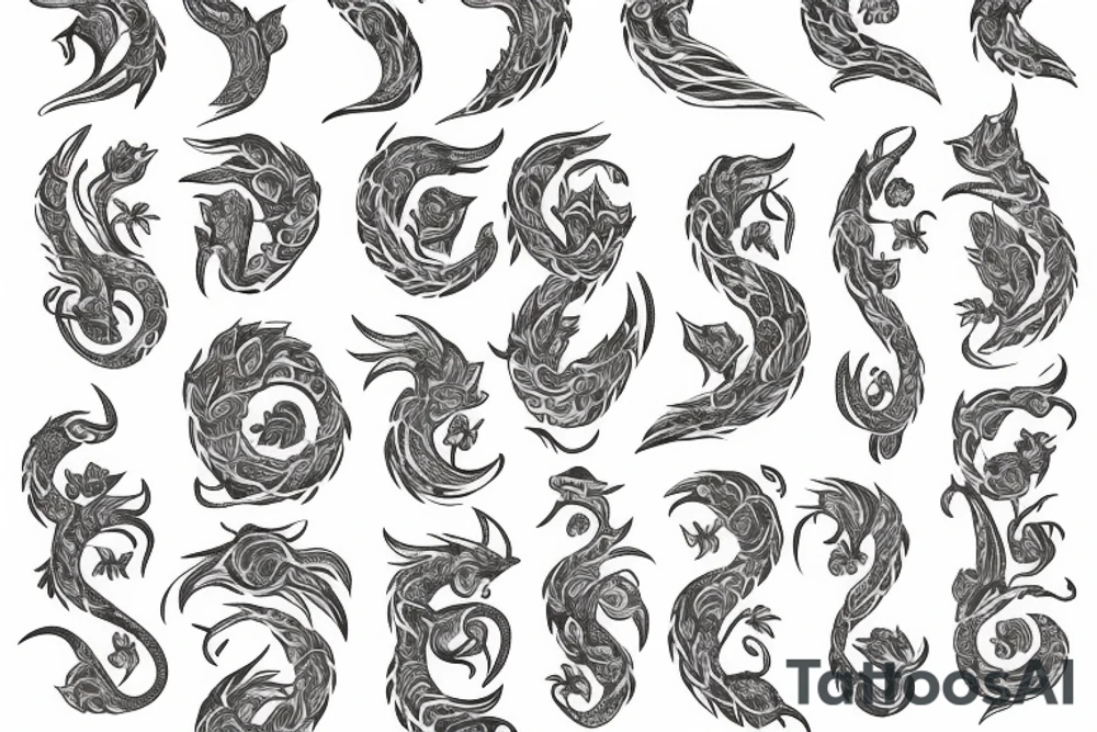 dacian draco floral tattoo idea