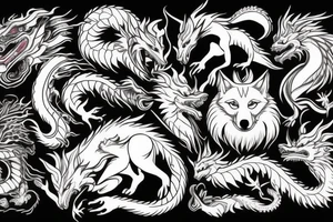 wolf and dragon tattoo idea