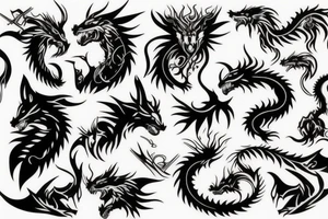 wolf and dragon tattoo idea