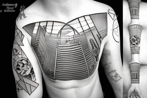 golden gate bridge with geometric features tattoo idea
