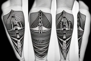 golden gate bridge with geometric features tattoo idea