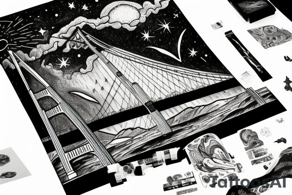 golden gate bridge under a starry night tattoo idea golden gate bridge under a starry night tattoo idea