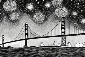 golden gate bridge under a starry night tattoo idea
