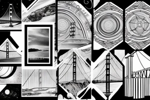 golden gate bridge under a geometric night sky tattoo idea
