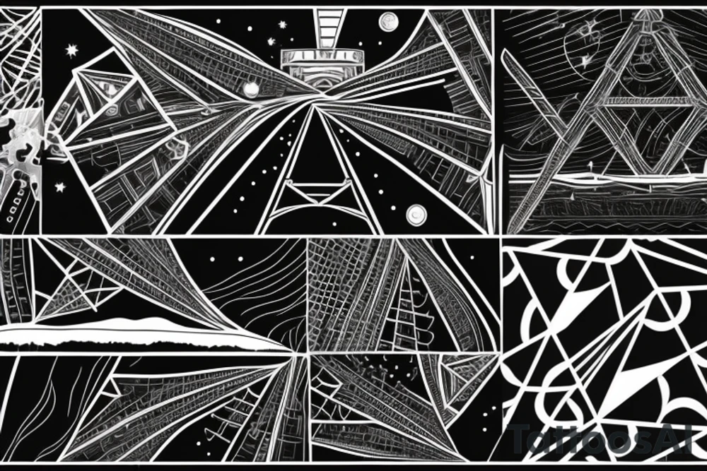 golden gate bridge under a geometric night sky tattoo idea