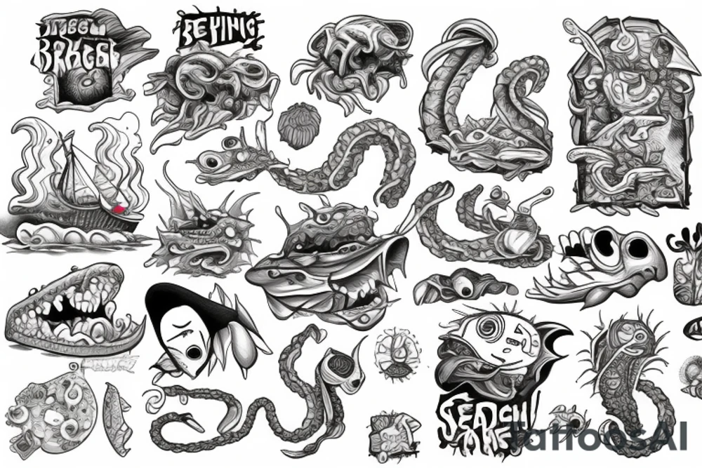 Ship being dragged down by kracken tattoo idea