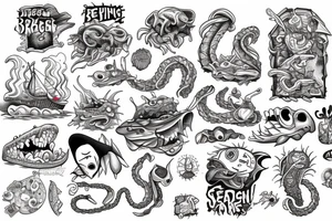 Ship being dragged down by kracken tattoo idea