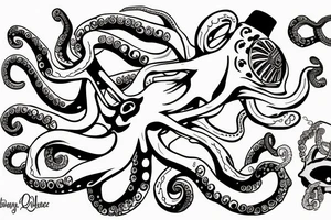 Ship being dragged down by octopus tattoo idea