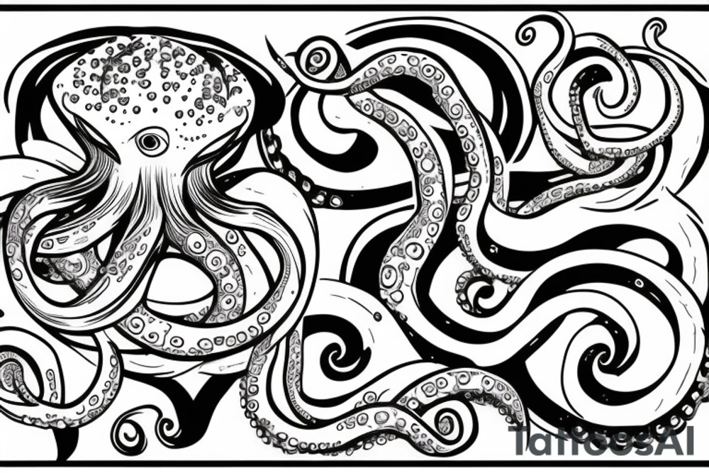 Ship being dragged down by octopus tattoo idea