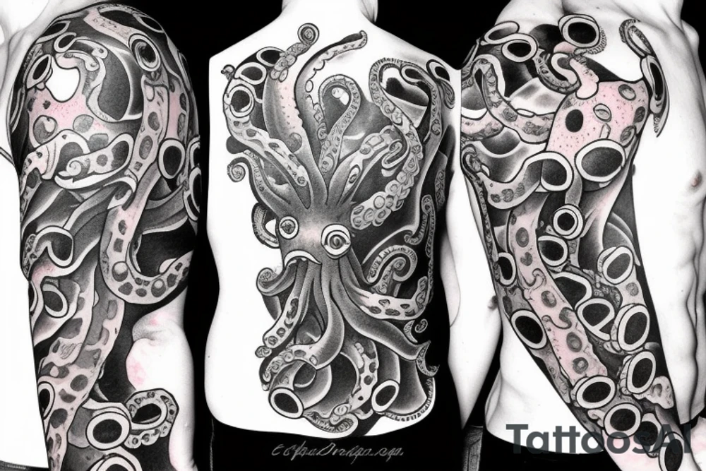 Ship being dragged down by octopus tattoo idea