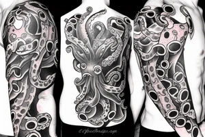 Ship being dragged down by octopus tattoo idea