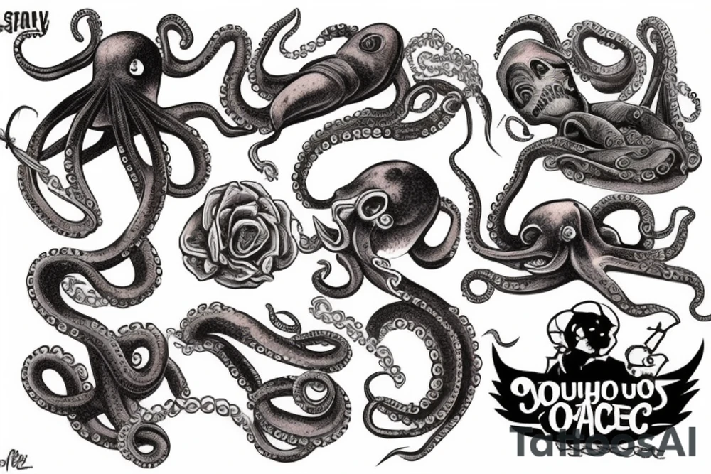Ship being dragged down by octopus tattoo idea